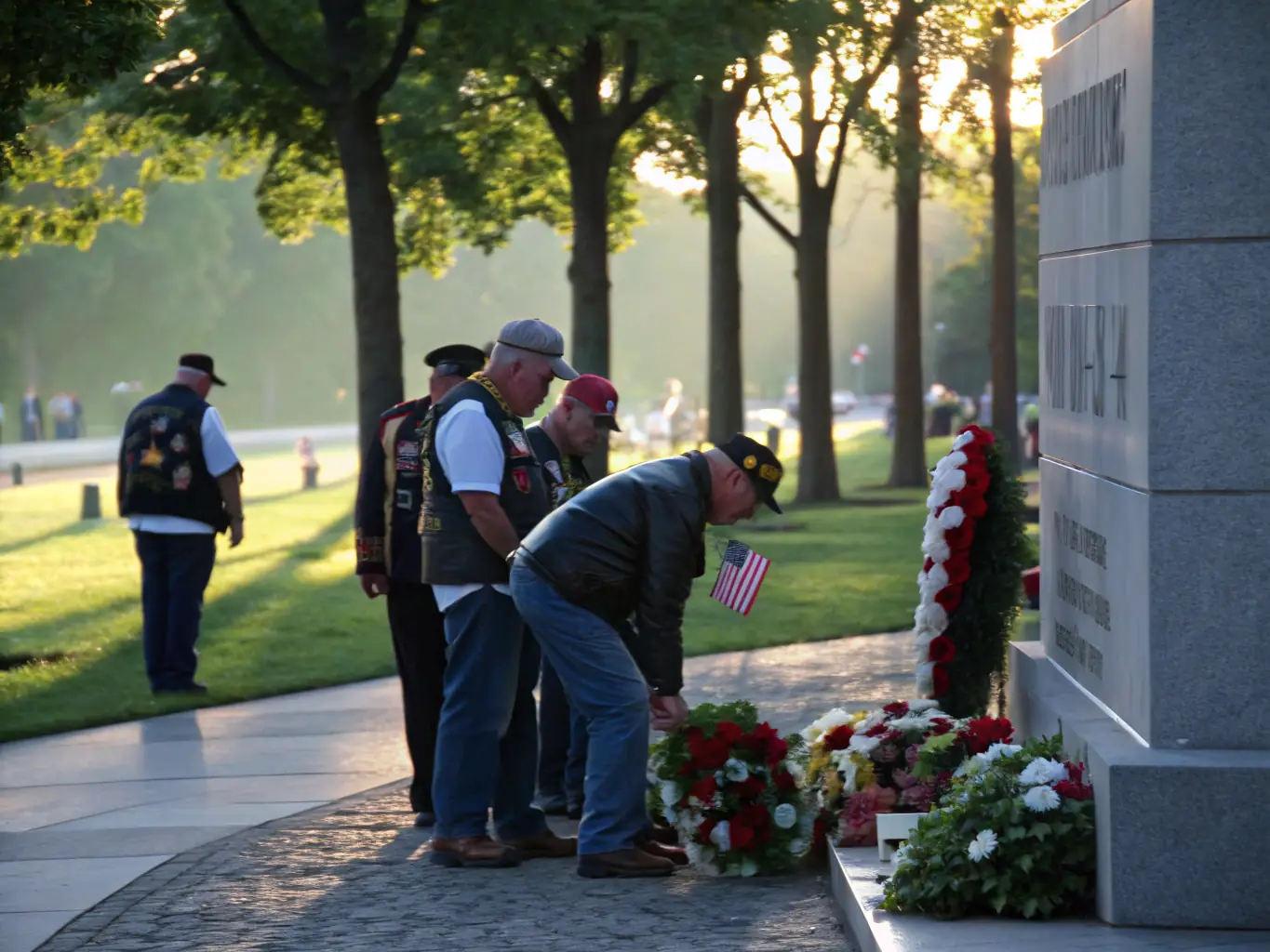 A photograph of attendees at a remembrance ceremony at the Pont de Maisey-le-Duc combat site. The image should convey a sense of solemnity and respect for the fallen resistance fighters.